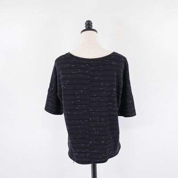 Liz Claiborne Weekend Large Black Knit Top Scoop Neck Cotton Short Sleeve - Picture 5 of 8
